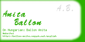 anita ballon business card